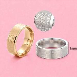 Anillo Religioso Vintage con Cruz Cristiana y Biblia, Anillos de Acero Inoxidable para Pareja, Cruz Cristiana de Acero Titanio con Biblia - Product Image 5