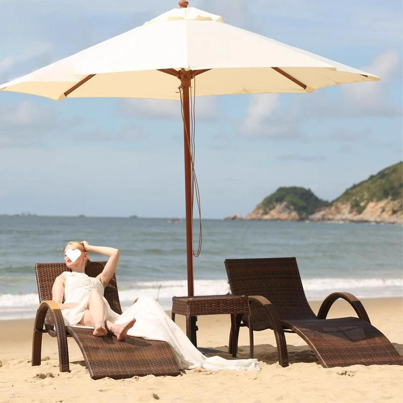 Lit inclinable avec accoudoirs2+table basse+parapluie colonne centrale