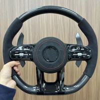 Volant en cuir suédé en fibre de carbone personnalisé en gros pour Benz W205 W206 W214 W213 W222 W223 C257 pour AMG GT GLE GLS