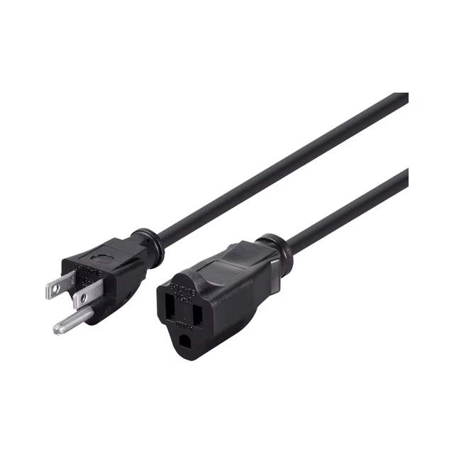 6ft 16AWG IEC NEMA Power Extension Cord-SJT 16/3C NEMA 5-15P/5-15R (13A/125V) IP20 PC Fireproof Consumer Electronics