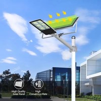 Lampadaire solaire LED intégré haute puissance 200W étanche IP65 avec capteur et angle de projection réglable
