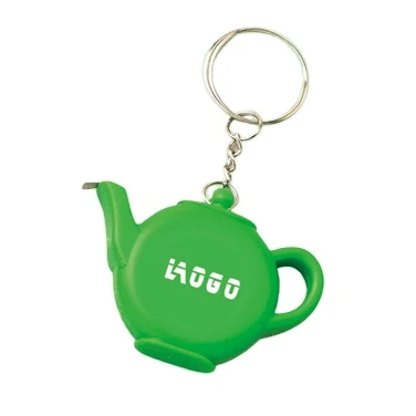 Рекламный подарок в форме чайника из нержавеющей стали 1 метр с брелоками, дюймовая измерительная лента с пользовательским логотипом