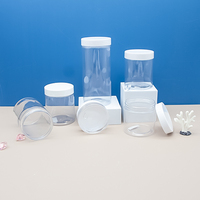 Pot en plastique biodégradable 100ml 120ml 200ml 250ml 500ml, pot en PET transparent à large ouverture, pot en plastique pour bonbons avec couvercles en plastique
