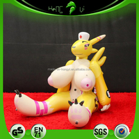 Jouet gonflable Renamon en forme de renard jaune pour fille, figurine de renard gonflable pour adulte, durable