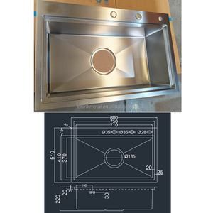 Dimensioni 800x510mm Design <span class=keywords><strong>unico</strong></span> finitura decorativa SUS304 di buona qualità in acciaio inox lavello <span class=keywords><strong>cucina</strong></span> fatta a mano - Product Image 3