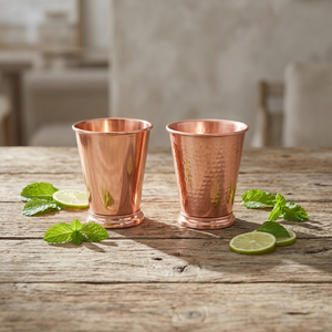 Ensemble de deux gobelets Julep en cuivre de style américain, écologiques et portables, finition lisse vintage pour les fêtes - Product Image 1