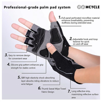 Gants de cyclisme unisexes Mcycle à demi-doigts, en silicone respirant, fermeture auto-agrippante, pour l'été, les sports de plein air, vente en gros