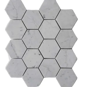 Премиум-качество камень Bianco Carrara мрамора 2 дюйма мозаика настенная плитка для пола