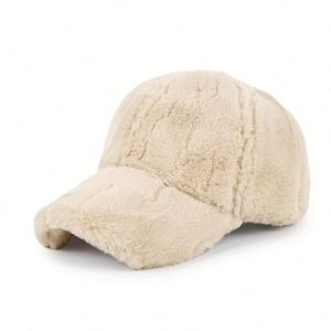 Casquette de baseball en peluche pour femme, automne et hiver, nouvelle casquette en fourrure de haute qualité, chapeau en peluche - Product Image 3