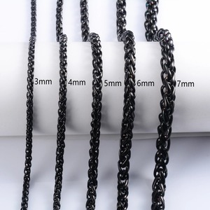 Collana Lunga in Acciaio Inossidabile con Catena a Grano per Uomo e Donna, Girocollo Placcato Nero, Accessori per Gioielli Fai-da-Te - Product Image 4