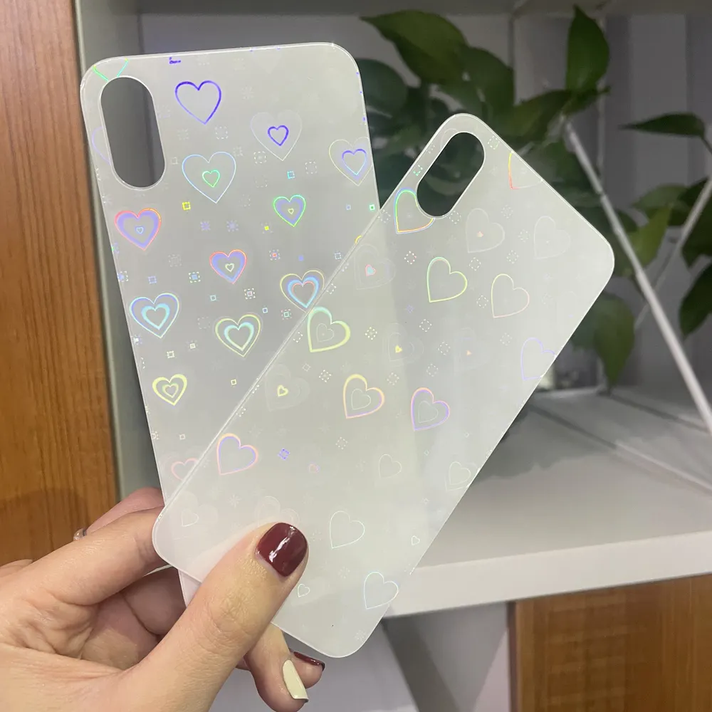 Love Heart รูปแบบแก้วเปล่า Groove กรณี2D ระเหิดฝาครอบ Holographic Glass โทรศัพท์มือถือสำหรับ Xiaomi 11