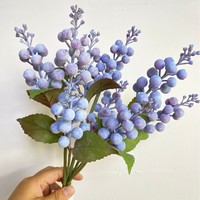 Bouquet de baies artificielles réalistes en soie style Ins, myrtilles et acacia, pour décoration de bureau à domicile et arrangement floral de mariage