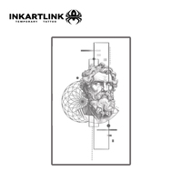 Autocollant de tatouage INKARTLINK pour le corps, autocollant de tatouage en papier, Zeus grec, imperméable, écologique, longue durée, 15 jours, en vrac