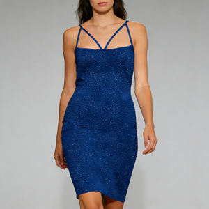 ลดราคาพิเศษ! ชุดเดรสสีน้ำเงินวิบวับแบบไม่มีแขน ดีไซน์คอไขว้ ทรงเข้ารูป เหมาะสำหรับงานปาร์ตี้ คลับ หรือใส่ออกงานกลางคืน จาก Temu - Product Image 5