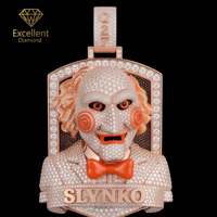 Colgante de Plata de Ley 925 Premium con Moissanita, Colgante Personalizado con Personaje Hip-Hop, Brillante en Todas las Direcciones