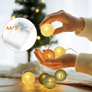 Aigostar 2.3m trong nhà dẫn chuỗi đèn Pin hoạt động 10 dẫn bông quả bóng 5 màu sắc 2 chế độ-pvc đèn cơ thể IP65 đánh giá Trung Quốc - Product Image 5