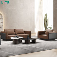 Canapé de restaurant demi-circulaire en cuir PU couleur café, mobilier moderne Liyu Furniture, en vente