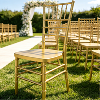 Chaise Chiavari en résine dorée classique, empilable, portable, pour événements extérieurs, hôtels, mariages, capacité 450 kg, vente en gros