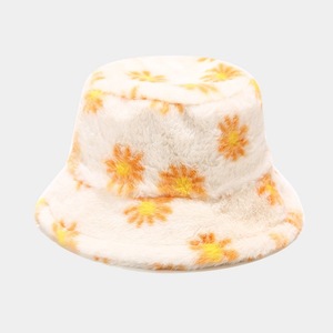 De piel de imitación de invierno sombrero de cubo para mujeres de moda Daisy <span class=keywords><strong>flores</strong></span> suave cálido - Product Image 2