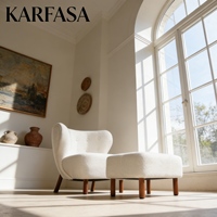 Fauteuil de loisirs moderne en tissu bouclé, couleur personnalisable, confortable, avec dossier capitonné, pour salon, hôtel, décoration, mobilier