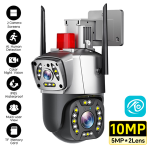 מצלמת אבטחה 10MP עם עדשה כפולה, ראיית לילה, 4G/WIFI, PTZ, מצלמת IP חוטית לחיבור, לבית, לחווה ולמחסן - Product Image 1
