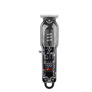 Tondeuse à barbe et cheveux professionnelle sans fil transparente pour hommes, lames en acier inoxydable, peigne limiteur réglable en plastique - Product Image 1