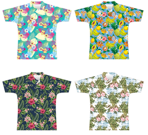 FQハワイアロハビーチシングレットアウトフィット花柄トロピカルフルボタンダウンカスタムデザイン昇華プリントポロシャツ - Product Image 4
