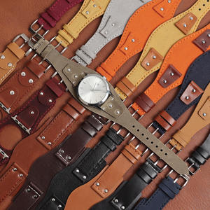 Haute qualité affaires Style luxe Vintage en cuir véritable manchette Bond toile personnalisé une pièce <span class=keywords><strong>bracelet</strong></span> pour <span class=keywords><strong>bracelet</strong></span> de <span class=keywords><strong>montre</strong></span> <span class=keywords><strong>Bracelet</strong></span> - Product Image 5