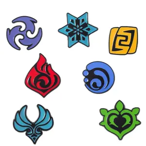 Game Genshin Impact Eyes Of God 7 Elements Enamel Pin Custom Cosplay Badges Genshin Impact Enamel Pins