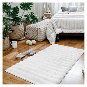 Modern Havana <b>White</b> Fluffy Shaggy Polyester PET Friendly Eco-Friendly Anti-Slip Rug Washable Soft Plush Cotton Backing Home - Product Image 1