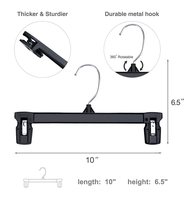 Cintres en plastique transparent noir pour adultes, pour jupes, jeans et pantalons, avec pinces, vente en gros