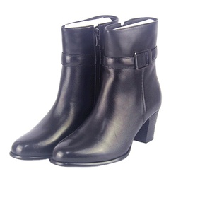 Zapatos de Vestir de Invierno para Mujer, Parte Superior de Cuero Genuino, Tacón de 6 cm, Cierre de Cremallera, Suela de Goma, Zapatos Elegantes de Oficina - Product Image 1