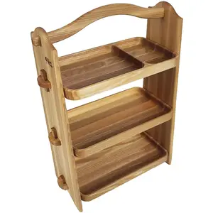 Organizzatore di cibo e cucina scaffali in legno 3 livelli di stoccaggio in legno di frassino, supporto artigianale in legno Rack per controsoffitto