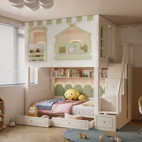 Muebles de Dormitorio Infantiles de Diseño Único, Cama Rosa para Niñas, Litera Multifuncional con Tobogán