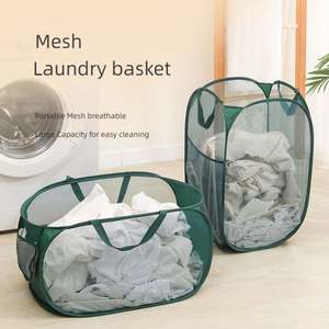 <b>Collapsible</b> Laundry <b>Basket</b> Strong Mesh Pop up Laundry Hamper with Side Pocket - Product Image 6