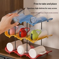 Organisateur de tasses en métal multicouche à forme ondulée, design minimaliste portable pour rangement sur table à la maison