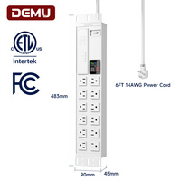 Boîtier de distribution ETL certifié pour montage en rack, PDU 12 prises 15A US, protection contre les surtensions 3900J, compteur LED, disjoncteur, en alliage d'aluminium blanc