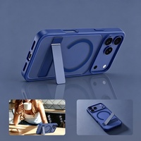 Étui de téléphone avec béquille magnétique pour iPhone 18 17 16 15 Pro Max Air, support métallique invisible, coque de téléphone antichoc