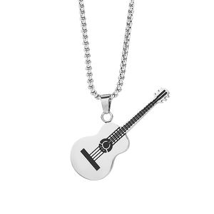 قلادات رجالية جديدة بتصميم بسيط على شكل جيتار روك، قلادات موسيقية مخصصة، سلسلة للسترات، إكسسوارات من الفولاذ المقاوم للصدأ - Product Image 1