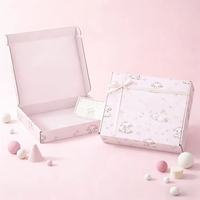 Boîte d'expédition en carton ondulé rose kawaii écologique personnalisée avec fermeture magnétique et doublure en éponge |   Revêtement UV avec motif de chiot mignon |   Personnalisé