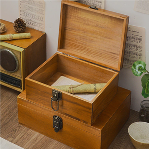 Bois Vintage fait à la main artisanat grande boîte avec serrure et clé en bois souvenir boîte esthétique chambre déco salle de bain chambre accessoires - Product Image 5