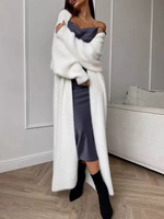 Grenzüberschreitende Imitation von Nerzfell, weißer Strick-Cardigan-Mantel für Damen, lockerer und flauschiger langer Cardigan für Herbst und Winter.