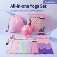 Ensemble de Pilates et de Yoga de 16 pièces, Deluxe, Portable, avec ballon circulaire et bandes de résistance pour la remise en forme à domicile