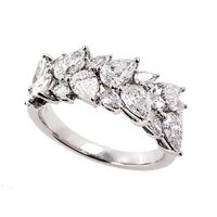 Anillo de Lujo con Diamantes Cultivados en Laboratorio, Corte Pera y Redondo, con Iniciales, en Platino y Oro Blanco de 18K, Anillo de Boda para Mujer, Personalizable