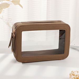Elegant Portable Travel Makeup Case Fashion PU Cosmetic Organizer with Zipper Closure for <b>Toiletry</b> <b>Storage</b> Solution - Product Image 6