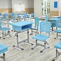 Muebles Escolares de Alta Gama, Mesa y Sillas de Estudio Combinadas, Juego de Mesa y Silla Escolar Ajustable para Escuela