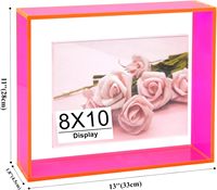 8x10 Cadre Photo Flottant Néon Acrylique Montage Mural Table Bureau Cadre Décoration Néon Rose Cadre Photo pour La Maison