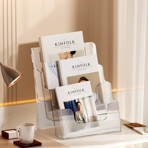 Organisateur de magazines de bureau à 4 niveaux, support de rangement transparent pour l'organisation du bureau et de la maison - Product Image 1