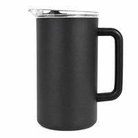 Carafe isotherme à double paroi en acier inoxydable de 1500 ml avec couvercle PCTG Magslider 50 oz, carafe à bière, thé, café avec poignée