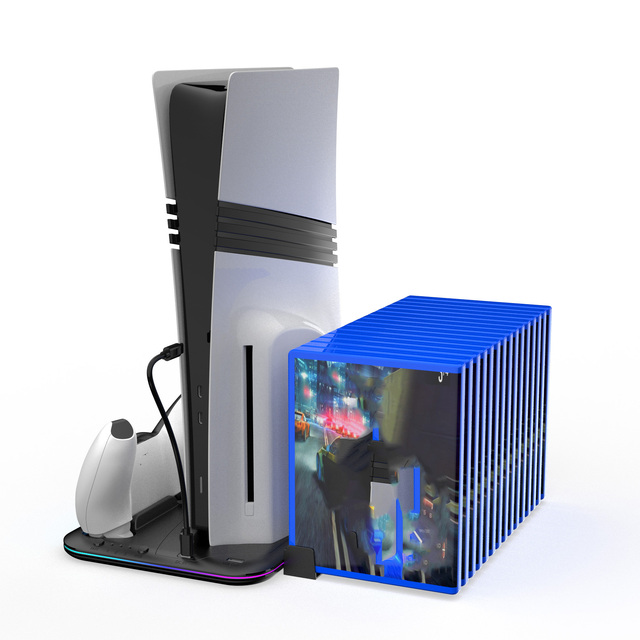 Multi-functional Cooling and Charging Stand with RGB Light for PS5, Cooling Stand for PS5 Slim/PS5 Disc/Digital/P5 Pro